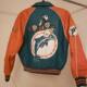 美国代购 ▼古着卡通迈阿密海豚队摩登原始人皮革复古夹克 JACKET
