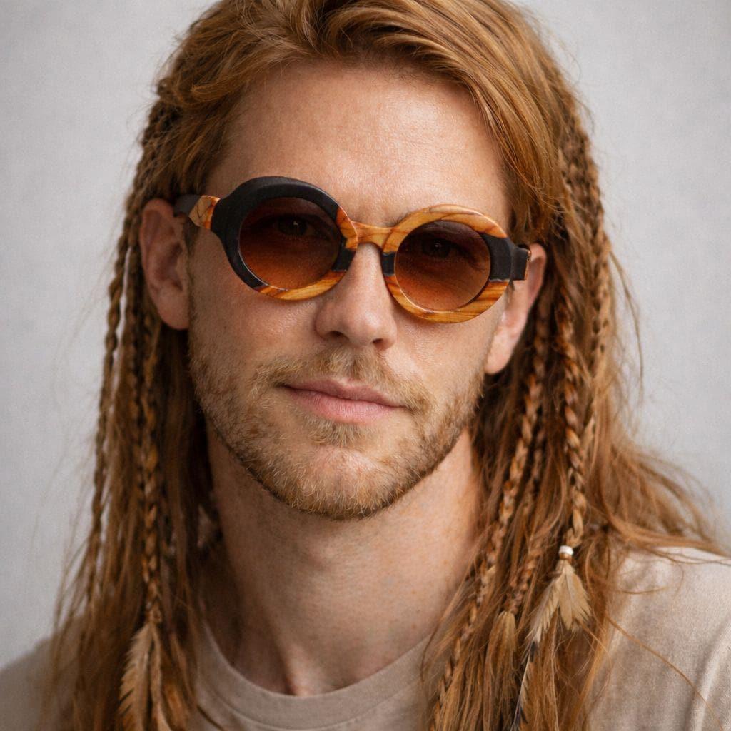 土耳其代购Glasses手作复古橄榄木树脂椭圆形太阳镜防紫外线墨镜