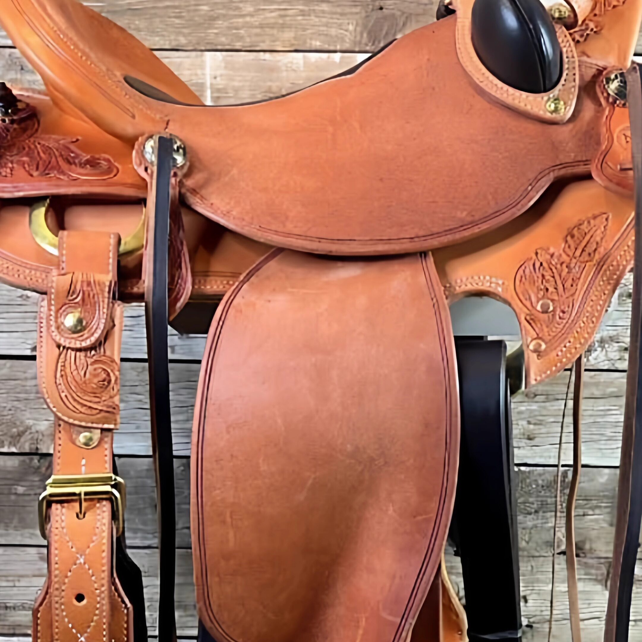 海外代购Saddle◎手作定制16英寸浅棕色粗面皮革西部牧场套索鞍