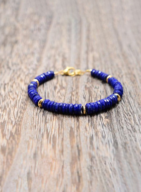 14K黄金填充纯银天然青金石手链