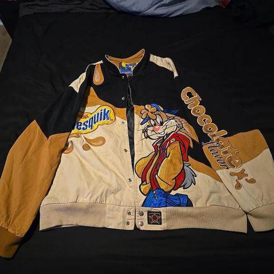 美国代购Jacket▼古着复古 Y2K美式卡通可爱兔子刺绣机车夹克外套