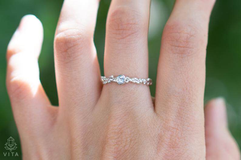 俄罗斯代购Boho◇手作复古精致天蓝色托帕石银珠纯银许诺订婚戒指