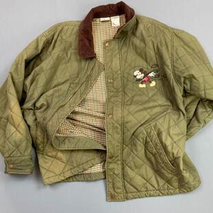 美国代购 古着灯芯绒领子俏皮酷炫米老鼠狩猎夹克外套 Jacket㊣