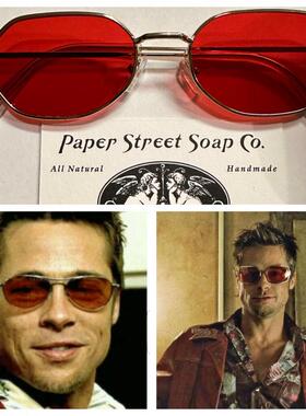 古着迷人红色镜片银色框架太阳镜