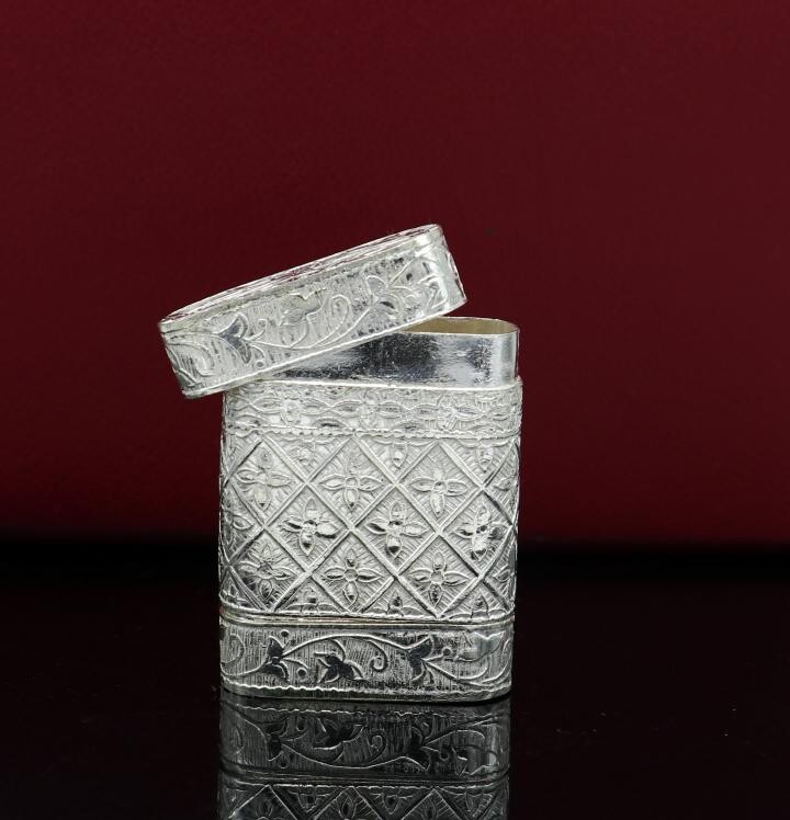 Silver㊣海外代购 古着老式花卉雕刻家居多用储物盒925纯银烟盒