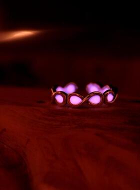 夜光戒指925纯银无限结编织恋人