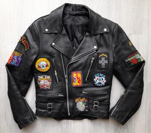 领机车款 90年代西装 黑色真皮夹克皮衣 古着老式 Biker㊣乌克兰代购