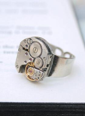 通用蒸汽朋克图章别致手表戒指