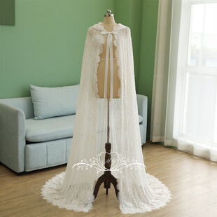 花卉蕾丝婚纱披肩个性 象牙角头纱 Embroidery▽手作哥特式 美国代购