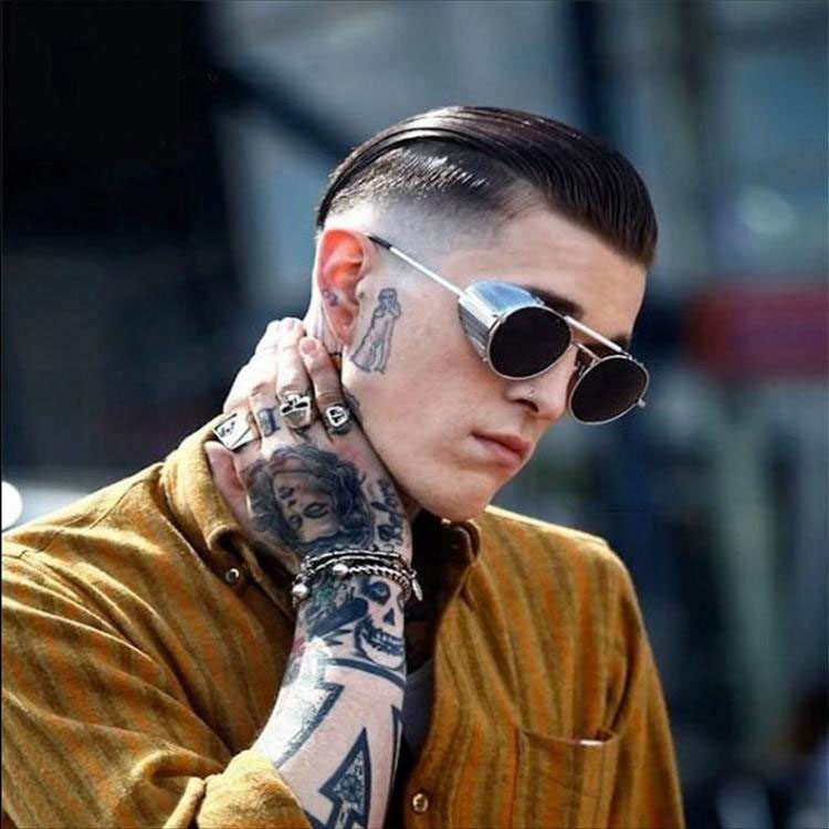 美国代购Round◇手作复古哥特机车圆形侧翼金属框架墨镜太阳眼镜