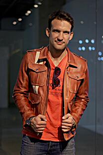 舒适复古小羊皮赛车夹克皮衣 手作华丽翻领修身 美国代购 Jacket㊣