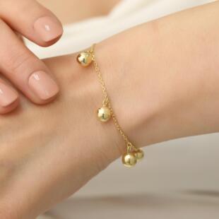 土耳其代购Exquisite▽手作精致优雅圆珠可调节链925纯银镀金手链