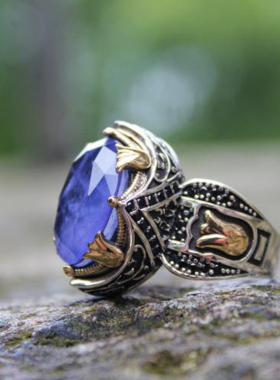 纯银复古紫色帕拉伊巴电气石戒指