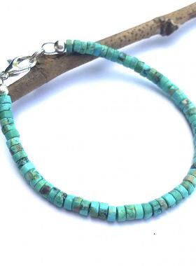 情侣纯银天然绿松石手链宝石串珠