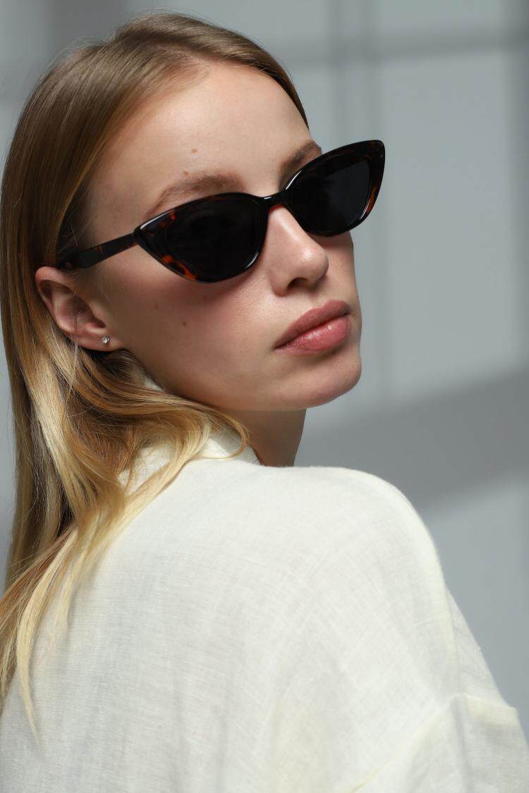 海外代购Polarized◇手作玳瑁猫眼偏光镜片UV防护女士太阳眼镜