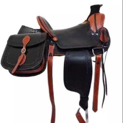 海外代购Saddle手作定制雕刻牛皮笼头胸带马鞍袋西部马鞍套装
