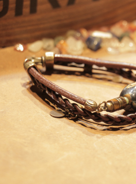 宝石串珠皮革手工编织手链手串