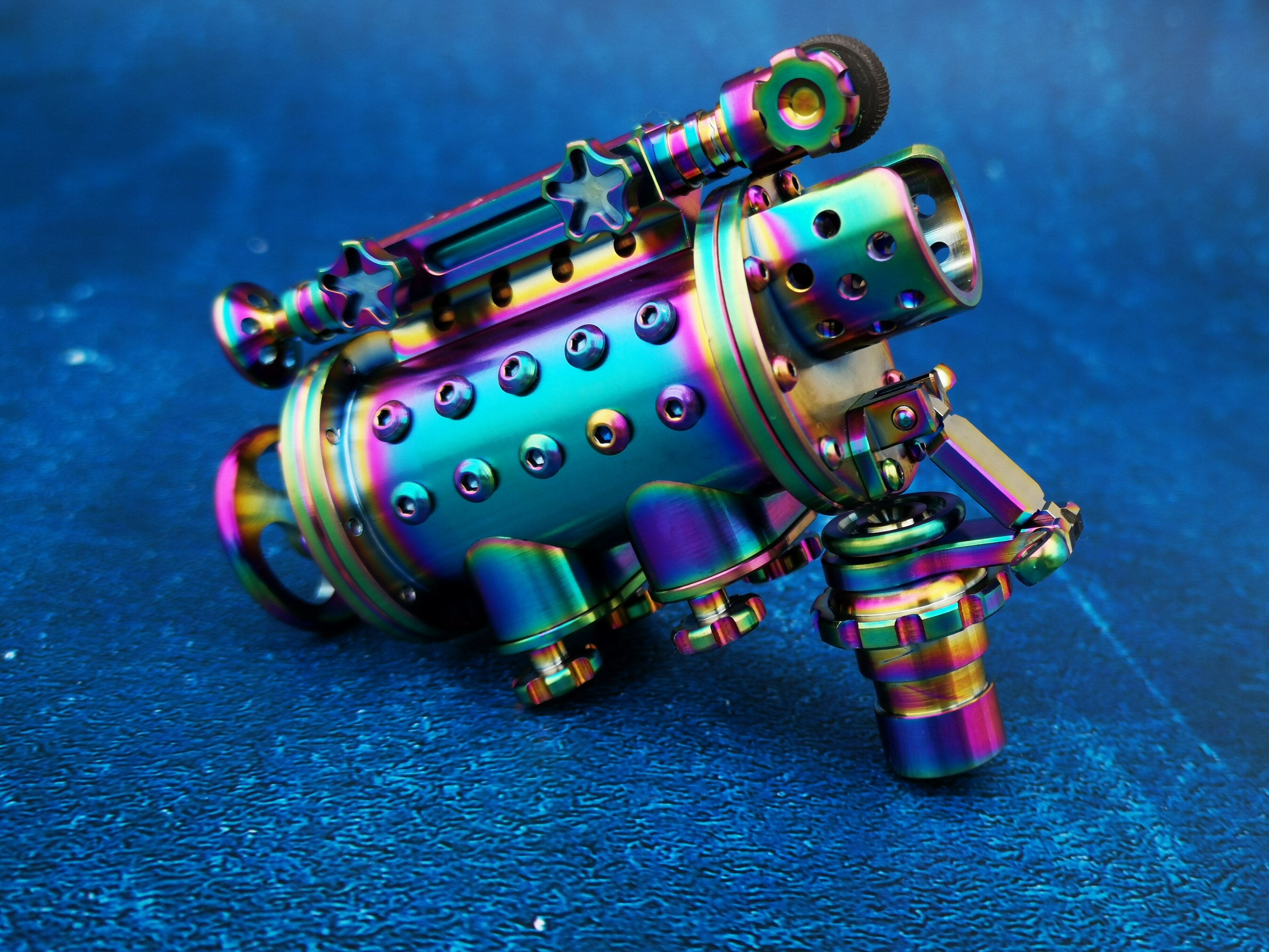 美国代购Lighters㊣ 手作蒸汽朋克彩色钛合金管道阀门煤油打火机