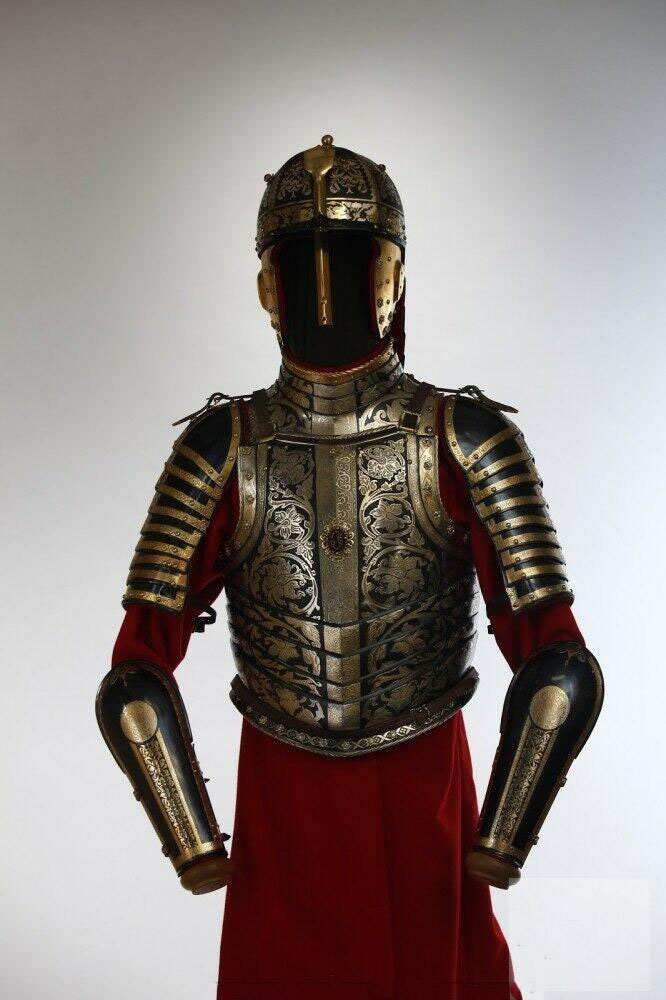 海外代购suit◇手作复古中世纪镀金蚀刻半身铠甲胸甲cosplay盔甲