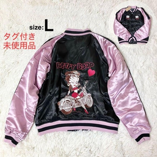 美国代购 卡通娃娃粉黑色刺绣女士夹克外套 Biker◇古着复古经典