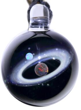 螺旋土星式光环蛋白石星系吊坠