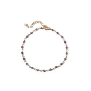土耳其代购Amethyst▽手作精致紫水晶串珠手链二月生辰石镀金手链