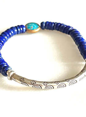 青金石绿松石凯伦山部落纯银手链