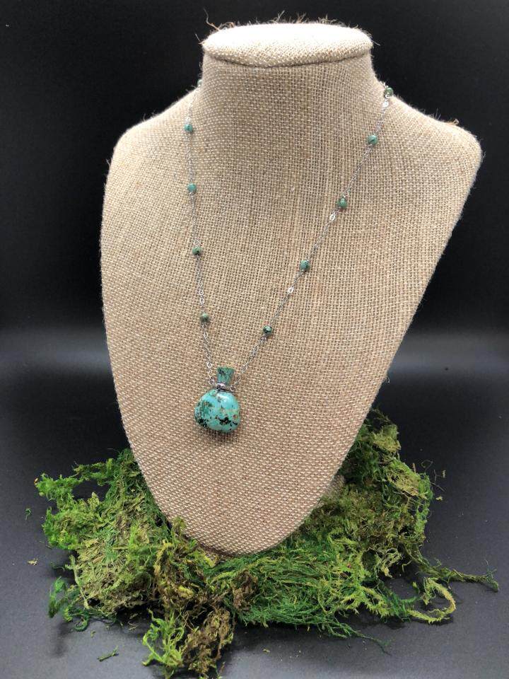 美国代购Turquoise㊣ 手作华丽简约精致绿松石精油瓶项链