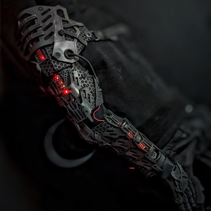海外代购Arms◇手作复古赛博朋克LED灯发光cosplay护手手臂铠甲