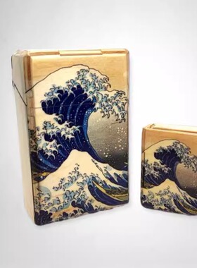 Matchbox㊣德国代购 手作迷人复古波浪图案多用礼物轻质木制烟盒