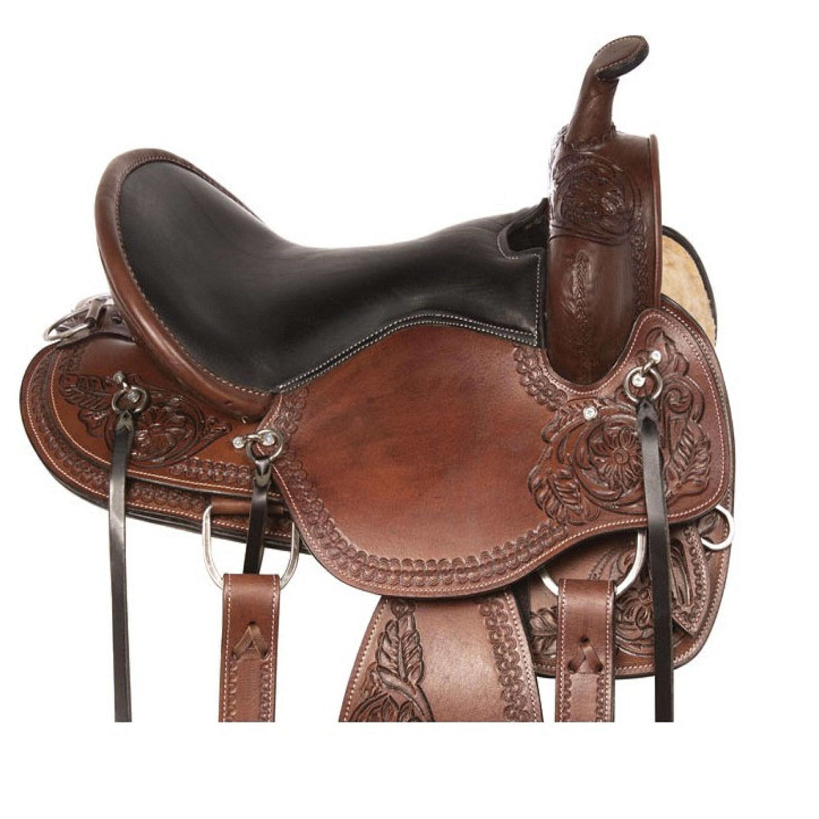 海外代购Saddle◇手作复古定制真皮雕花桶形步道休闲西部胸带马鞍