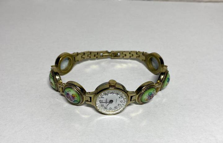 Enamel㊣乌克兰代购 古着老式90年代美丽绿色搪瓷手镯式机械手表
