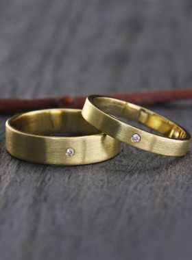 钻石14K纯金黄金结婚对戒戒指