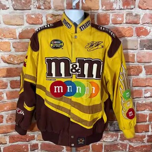 美国代购 古着收藏简约彩色m豆图案赛车夹克飞行员外套 Jacket㊣