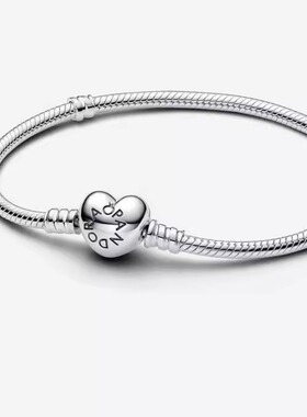 Clasp㊣英国代购 手作迷人简约心形扣蛇骨链礼物925纯银手链