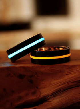 加拿大代购Glow◇手作复古黑色磨砂玫瑰金色指环绿松石色夜光戒指