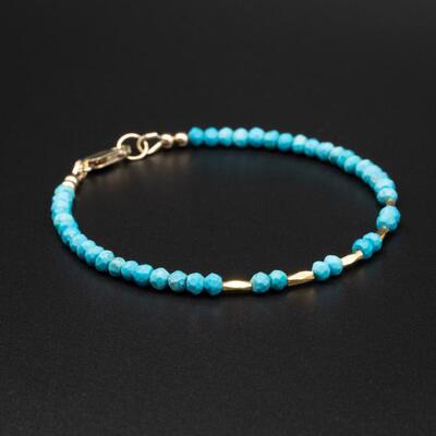 天然绿松石小珠子卡伦山部落手链