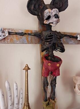 别致创意老鼠橡树雕塑家居摆件