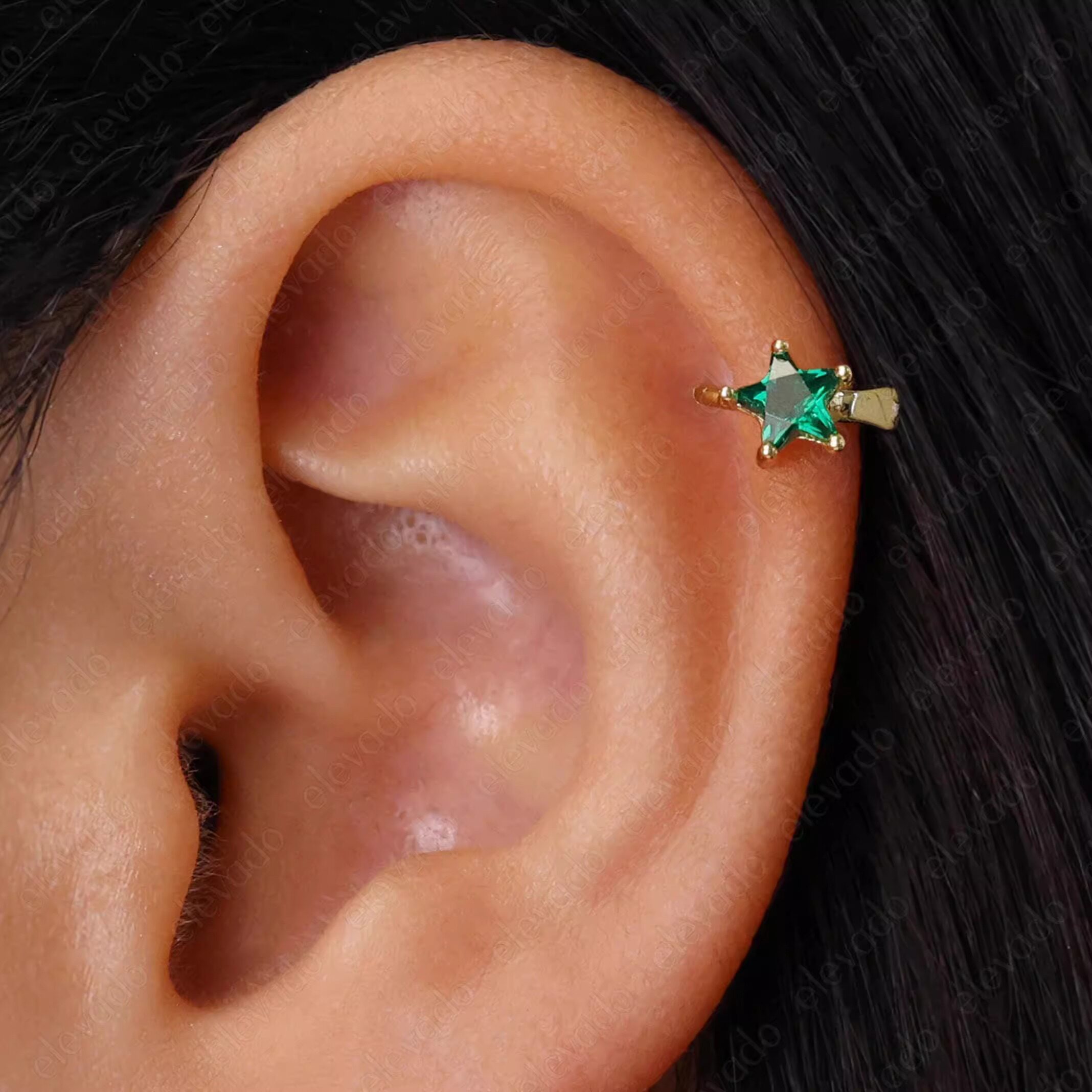 加拿大代购Delicate▽手作小巧五角星造型18k镀金纯银耳钉耳饰