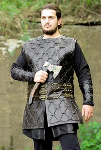 俄罗斯代购 Viking◇手作复古维京人真皮皮革系带腰带护腕胸甲套装