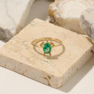 手作华丽轻奢个性 复古绿色宝石乌龟造型K金戒指 Rings㊣ 英国代购