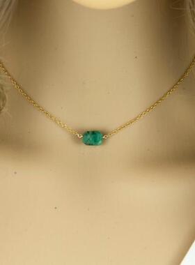 黄金纯银天然翡翠祖母绿宝石项链
