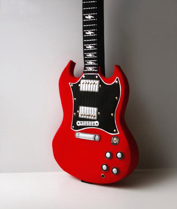 俄罗斯代购Guitar◇手作摇滚音乐爱好者红色吉他模型单肩包斜挎包