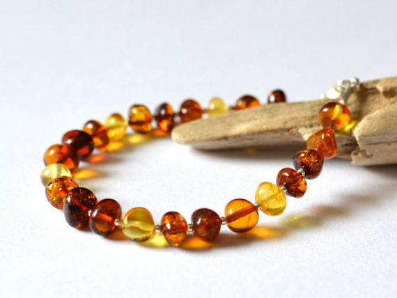 Amber㊣波兰代购 手作特别趣味美丽琥珀色宝石纯银串珠手链手镯