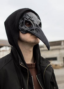 意大利代购Raven◇手作复古乌鸦头骨骷髅鸟嘴面罩Cosplay演出面具