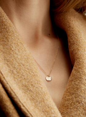 个性字母圆盘金币纯银玫瑰金项链