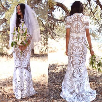 手作特别优雅美丽浪漫棉混纺婚纱