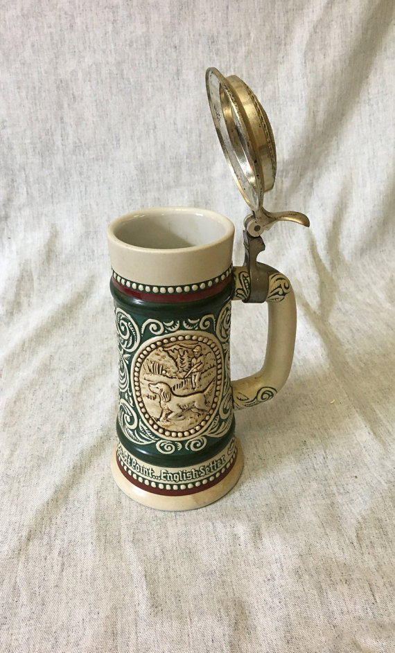 ceramic㊣美国代购 古着老式70年代带手柄慕尼黑啤酒节瓷制啤酒杯