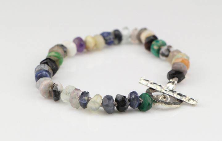 Bracelet㊣美国代购 手作波西米亚美丽宝石串珠925纯银手镯手链
