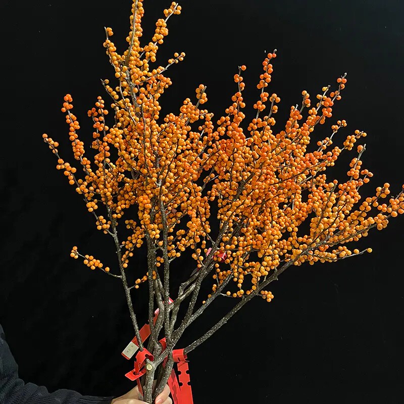 北美进口品种冬青鲜花速递爱马仕橙冬青富贵籽一支独秀顺丰速达